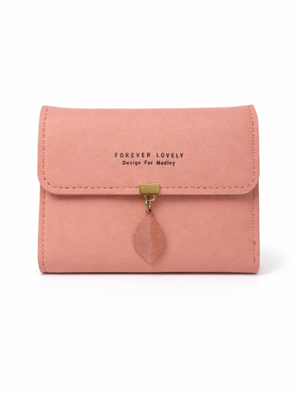 Pink Women's Wallet with Leaf Charm
